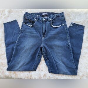 Good American Dark Blue Cropped Ankle Jeans